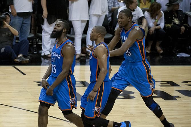 James Harden pays heartfelt tribute to Kevin Durant and Russell Westbrook after scripting 3-point history: "They set the blueprint"