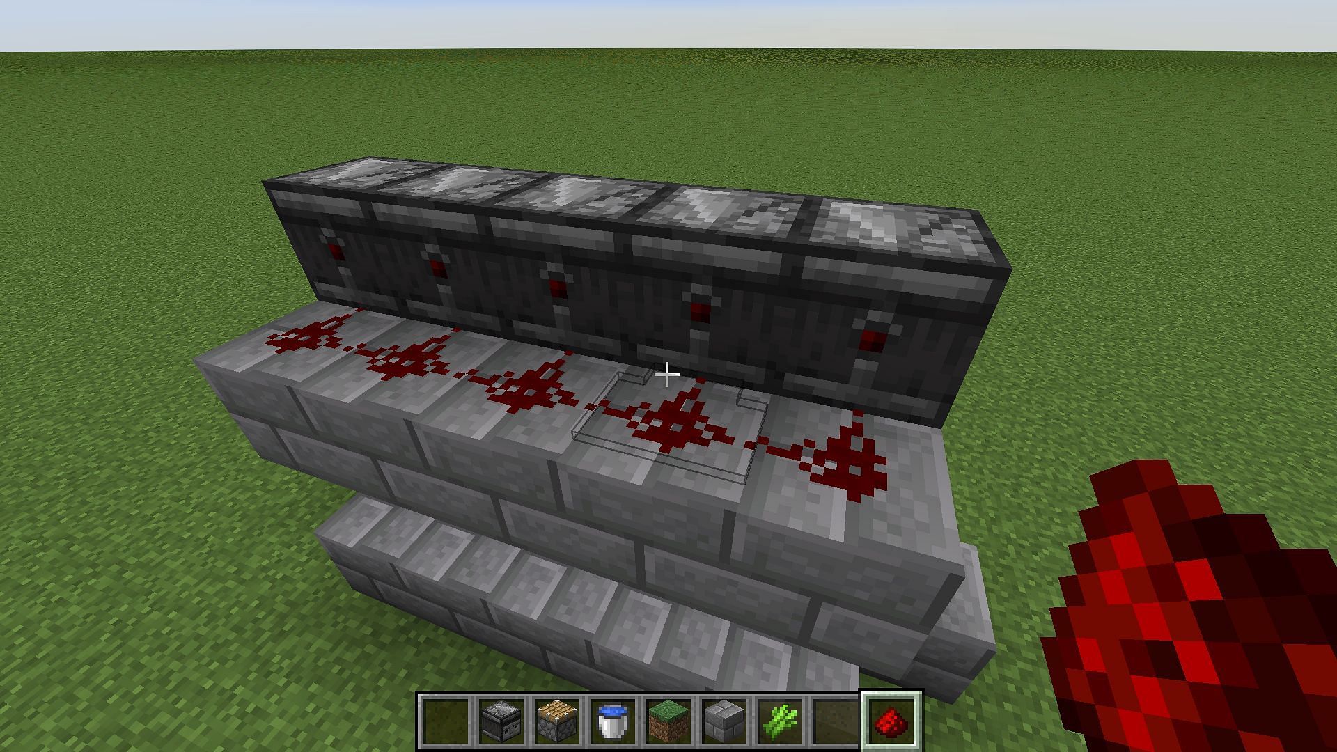 Connect the observers with redstone (Image via Mojang Studios)