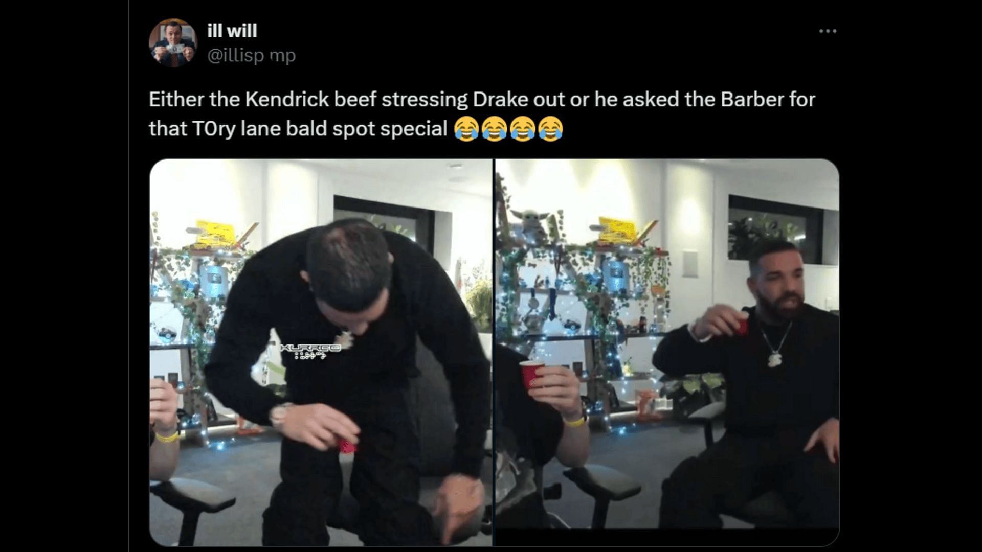 A netizen makes fun of Drizzy&#039;s brand-new hairstyle. (Image via X)