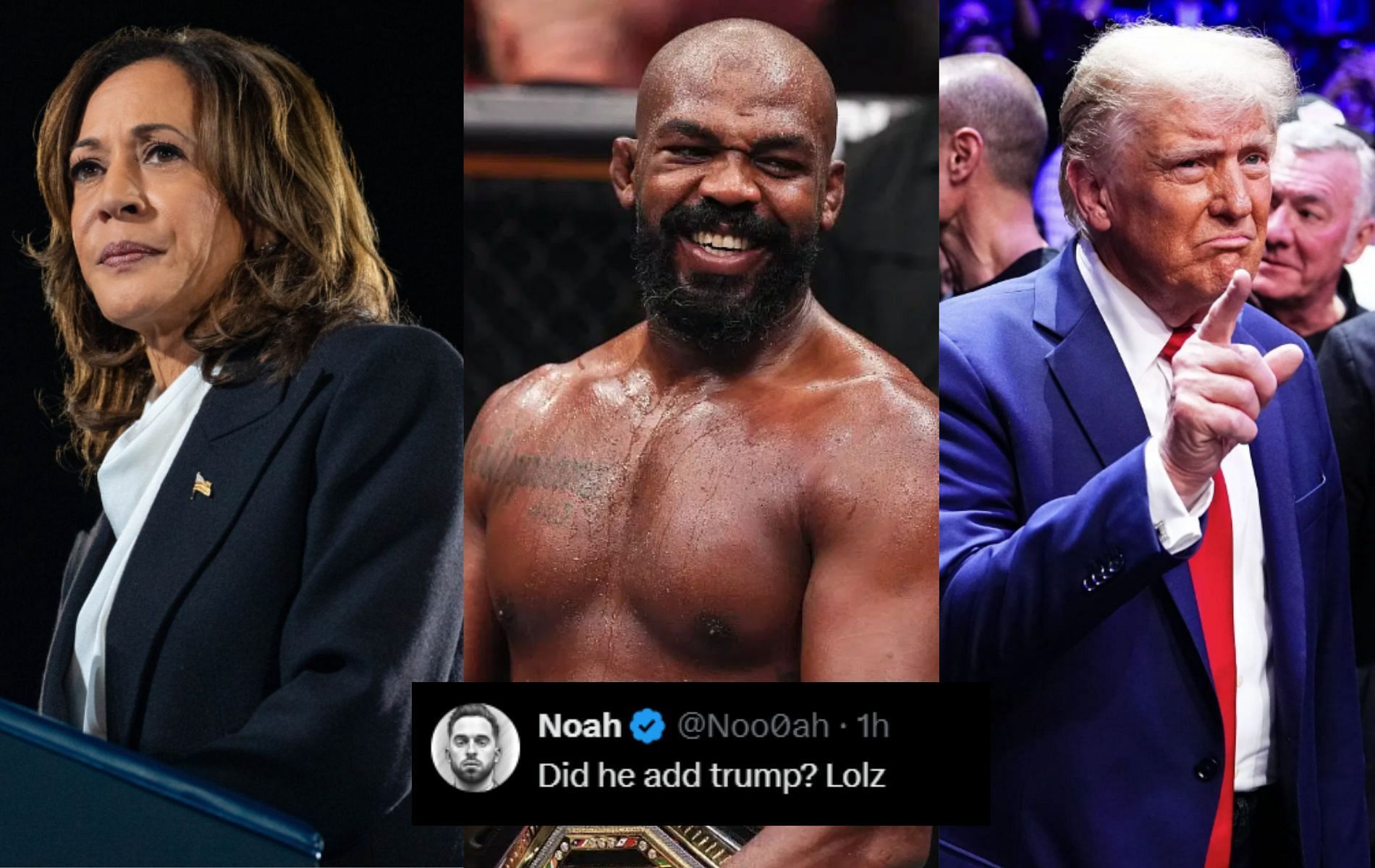 MMA fans react to Jon Jones allegedly unfollowing Kamala Harris. [Image Courtesy: Getty Images, @kamalaharris on Instagram]