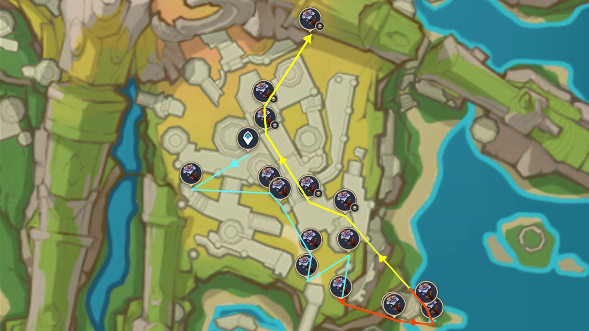 Route #6 for farming Withering Purpurbloom (Image via HoYoverse)