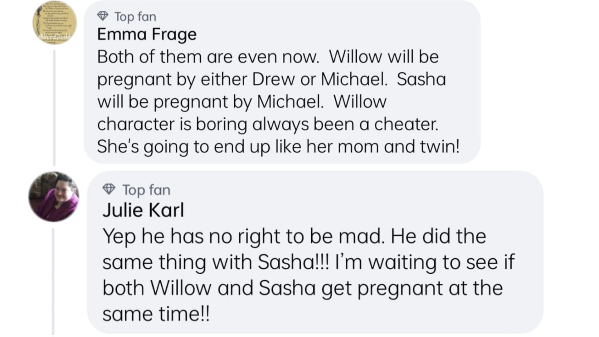 Screenshot of the comment (Image via Facebook / General Hospital)