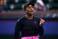 Stephens celebrates a point in the BNP Paribas Open 2024 - Day 5 - Source: Getty