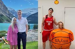 Canucks' Tyler Myers dresses up as WNBA star Caitlin Clark, wife Michela as a basketball for Halloween