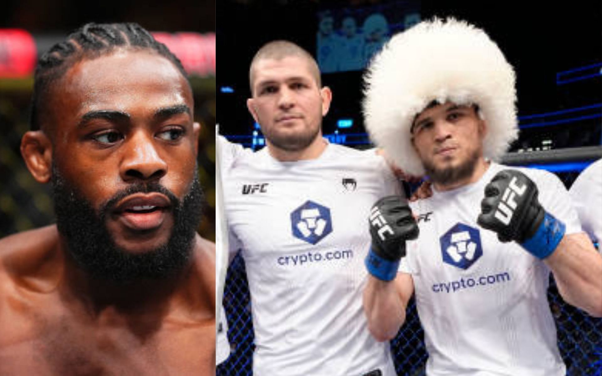 Aljamain Sterling (left) challenges Umar Nurmagomedov (right) to create legacy apart from Khabib Nurmagomedov (center) [Image credits: Getty Images]