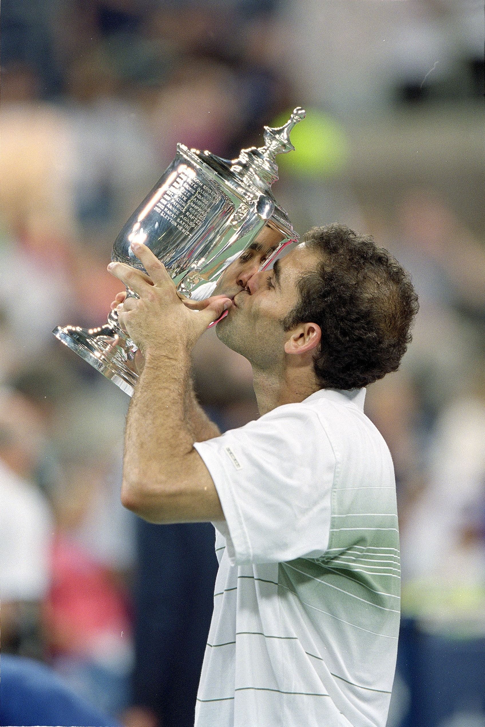 Pete Sampras after winning the 2002 US Open