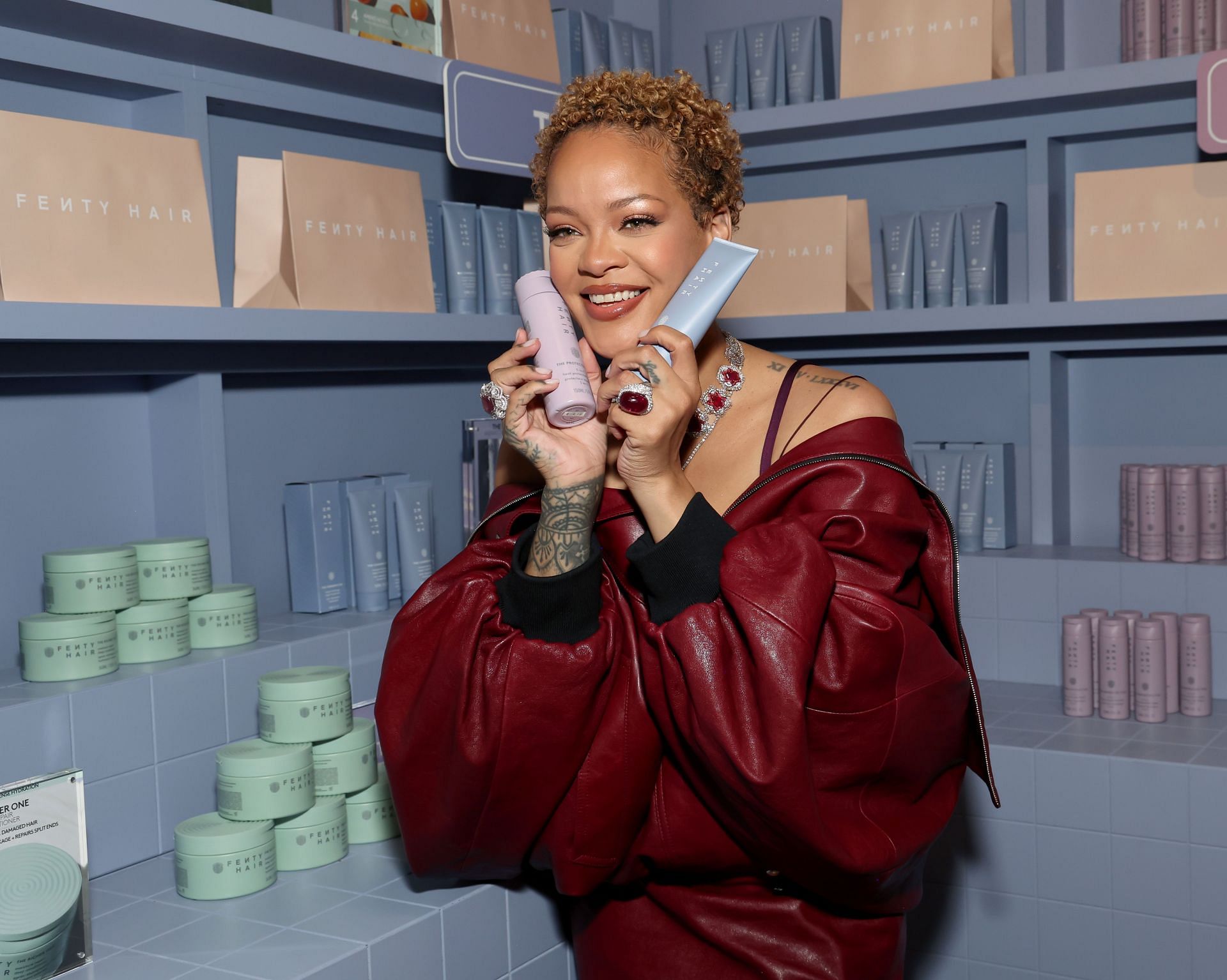 Rihanna Celebrates Fenty Hair Brand Launch in LA - Source: Getty