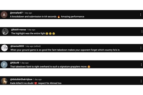 Screenshot of fans' comments