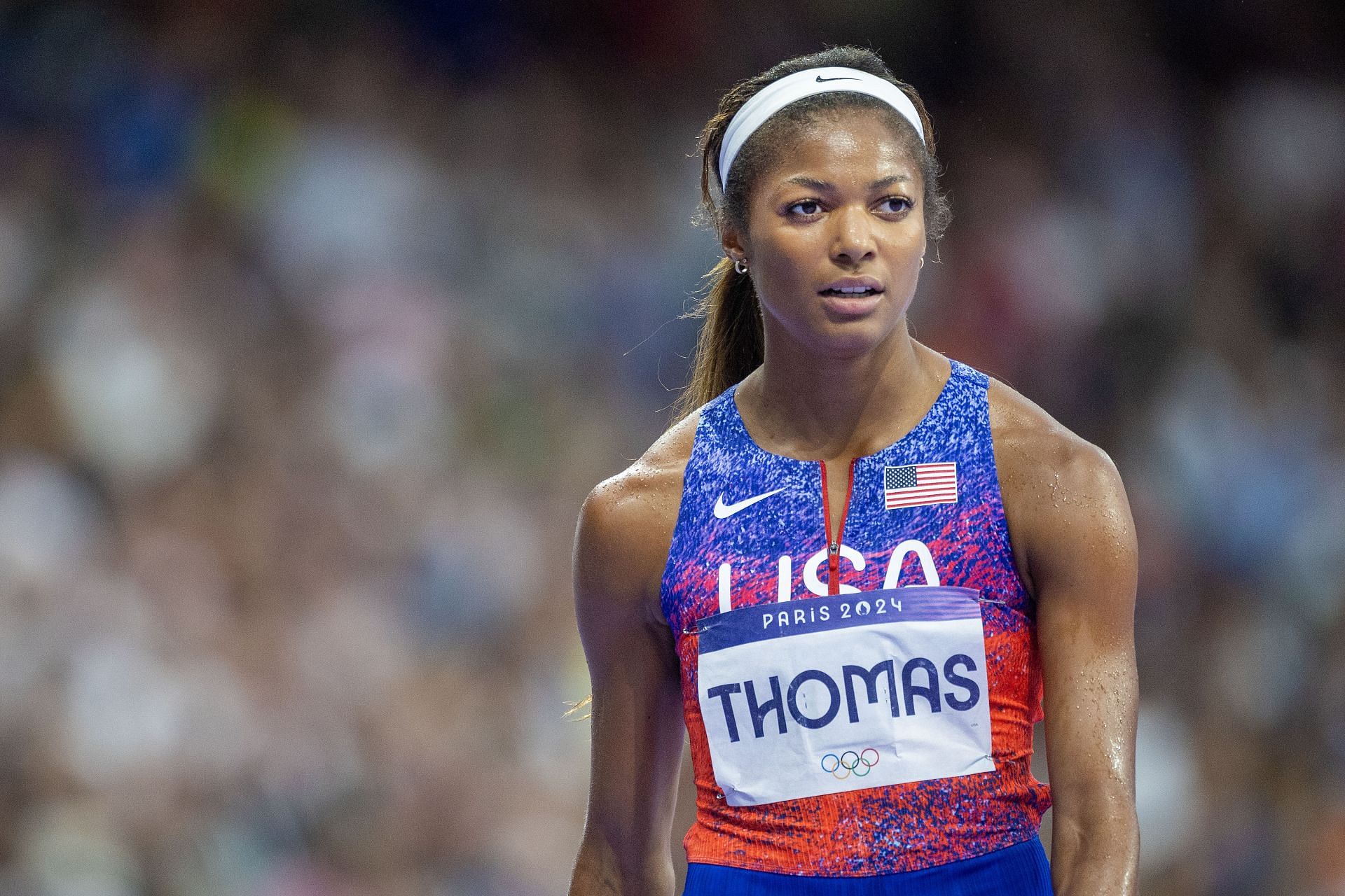 Gabby Thomas after her race at the Olympic Games-Paris 2024 - (Source: Getty)