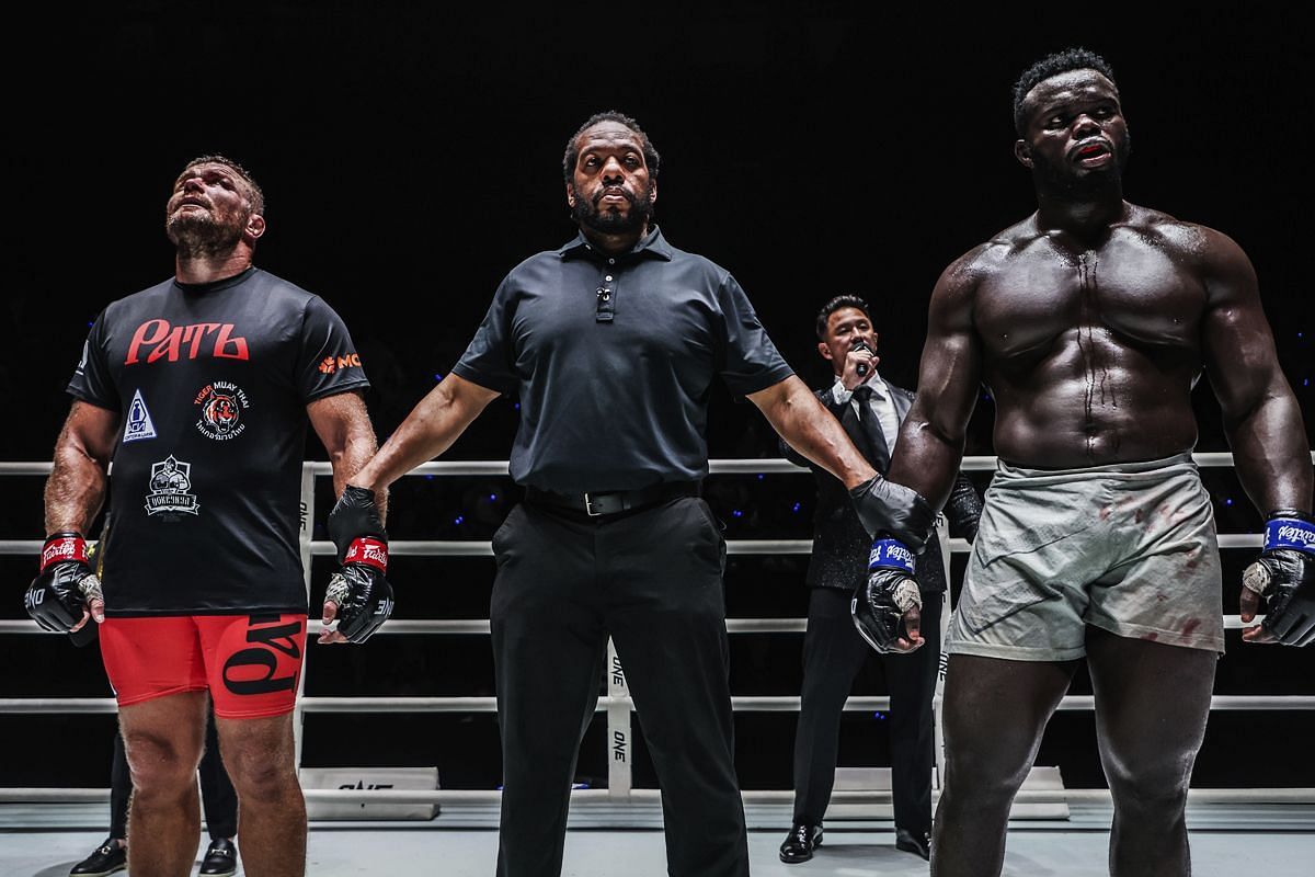 Anatoly Malykhin (left) dropped the ONE heavyweight MMA crown to Oumar Kane (right) at ONE 169. [Photo via: ONE Championship]