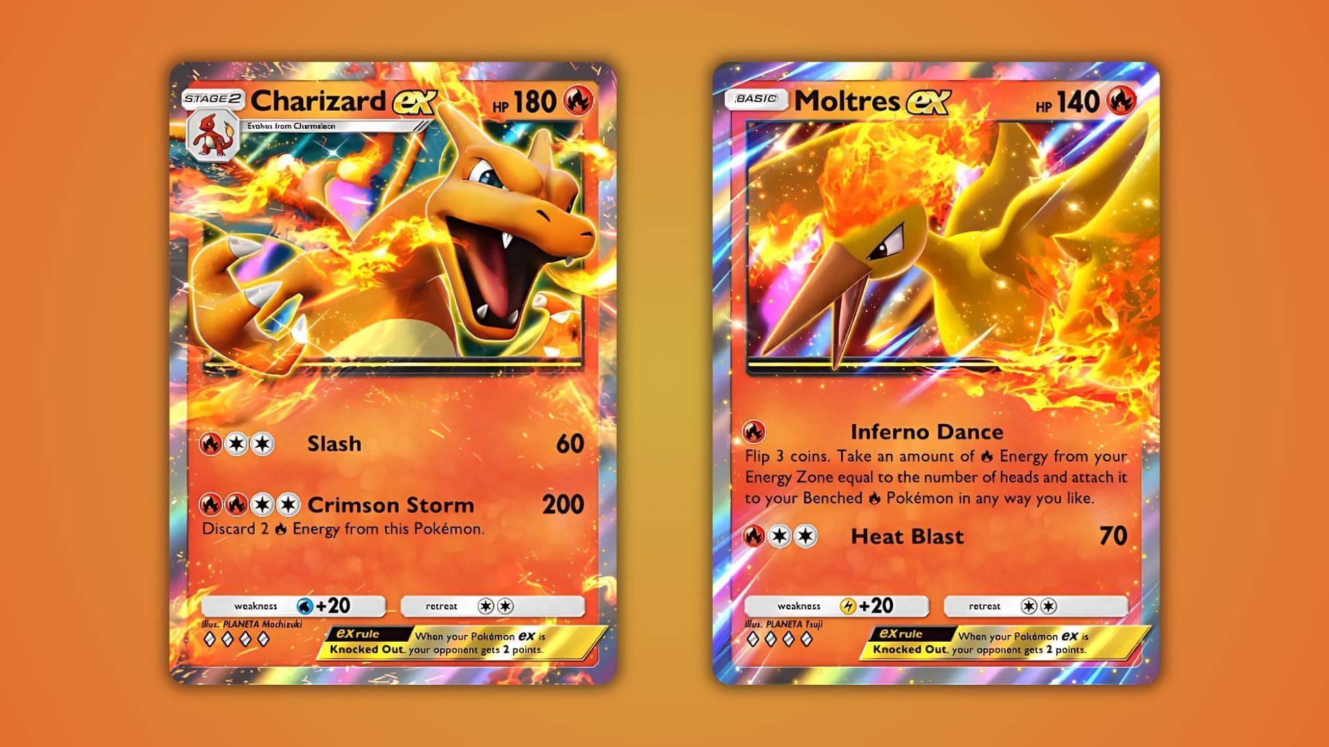 Charizard EX and Moltres EX in Pokemon TCG Pocket (Image via The Pokemon Company)