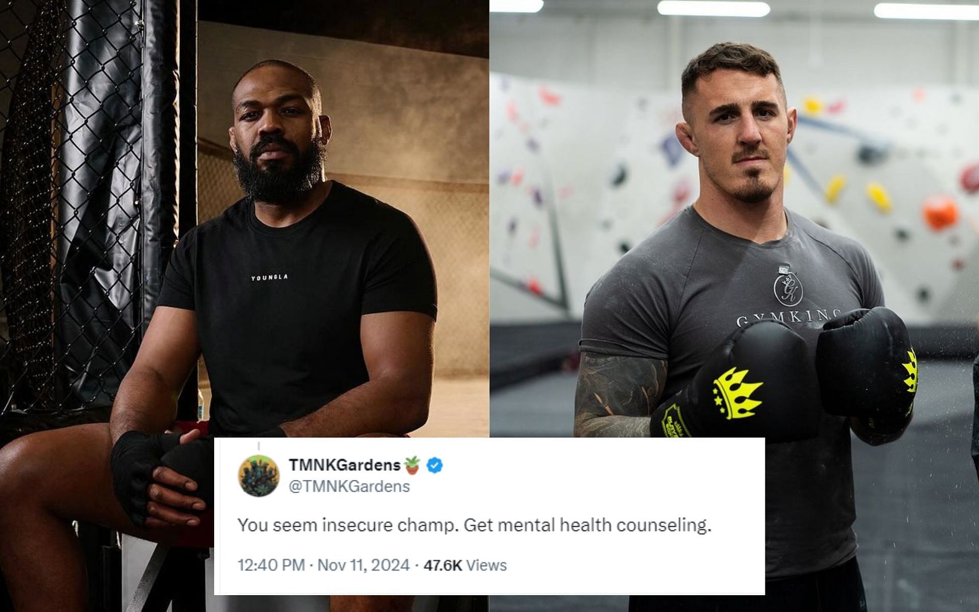 Jon Jones (left) and Tom Aspinall (right) [Images courtesy: @jonnybones and @tomaspinallofficial via Instagram]