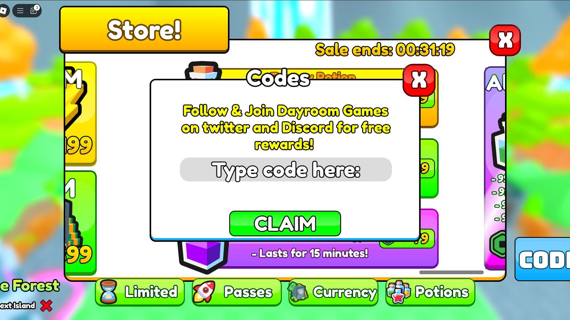 Redeem codes in Become a Plane and Fly (Image via Roblox)