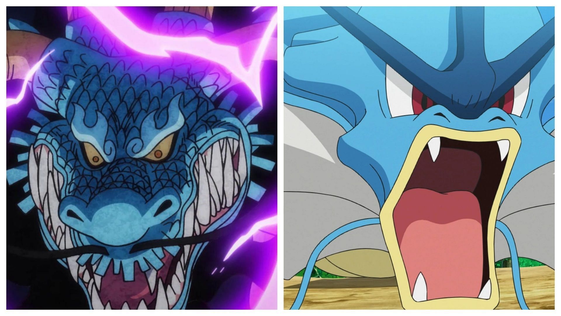 Kaido in One Piece and Gyarados in Pok&eacute;mon (Image via Toei Animation/The Pok&eacute;mon Company)