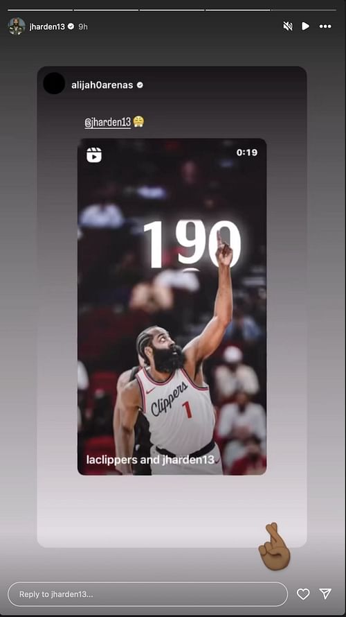 James Harden (@JHarden13) - Instagram story