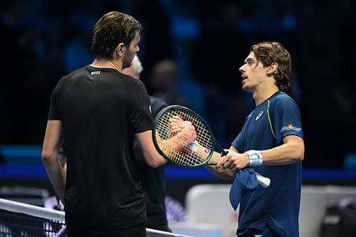 Taylor Fritz and Alex de Mianur at the ATP Finals (Getty)