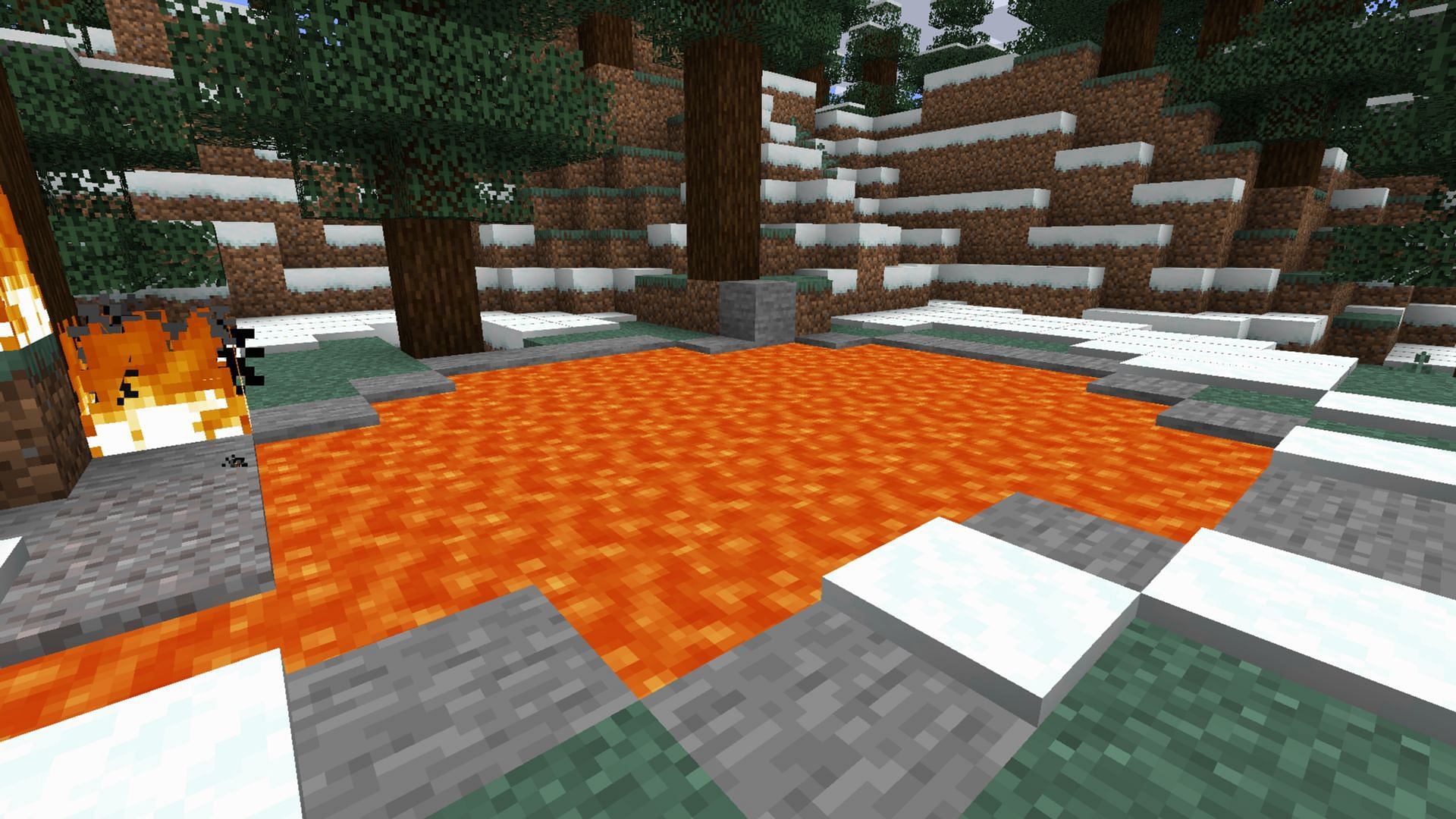 Use lava and water to create stone and get more dirt in Minecraft Skyblock (Image via Mojang Studios)