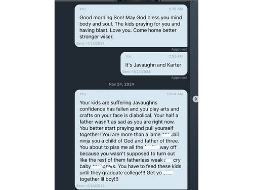 Karlissa shares screenshots of texts with her son (Image via Instagram/@karlissa_angelic)