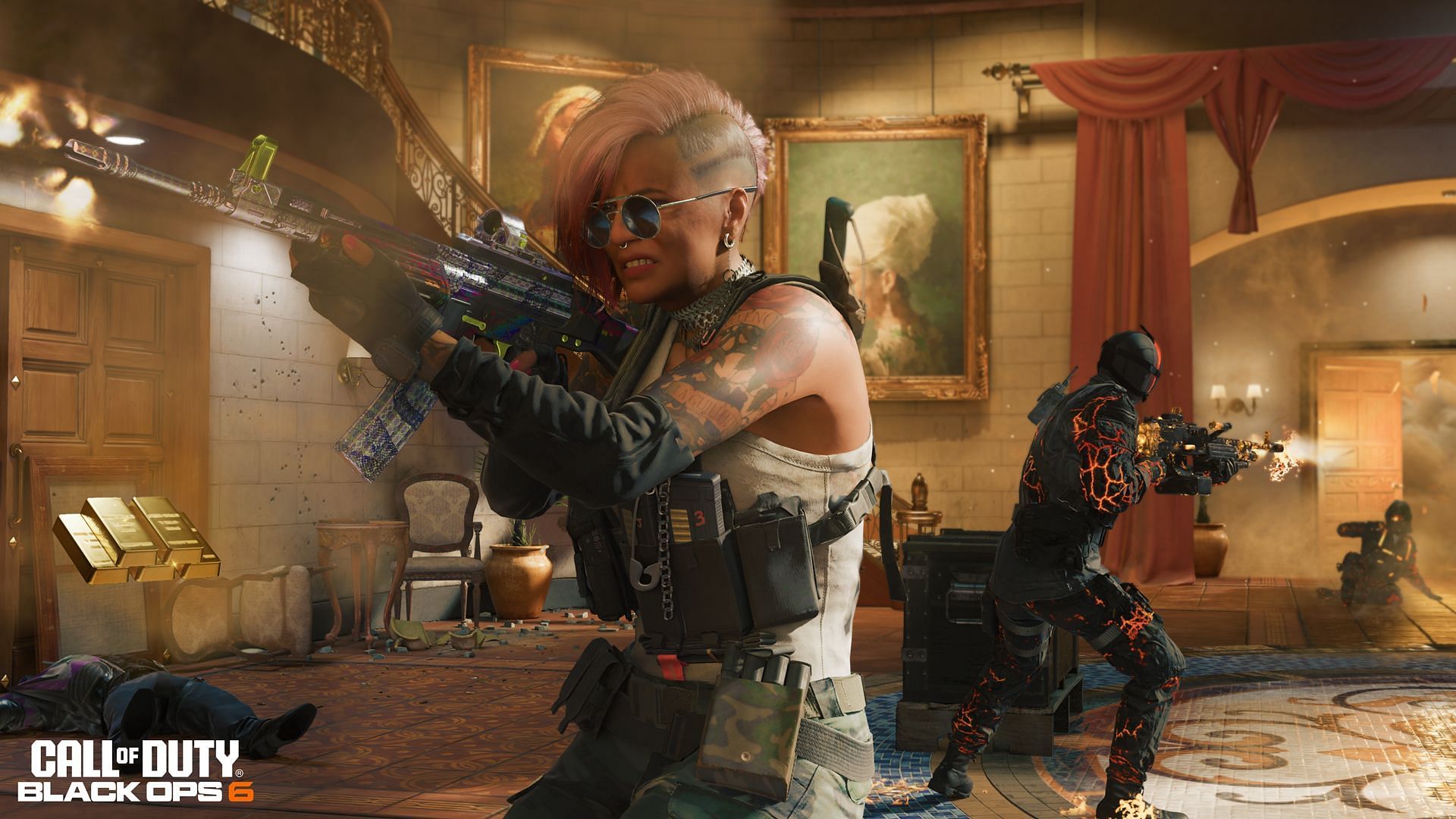 Two Operators fighting for gold in the Multiplayer mode of Ransack in Black Ops 6