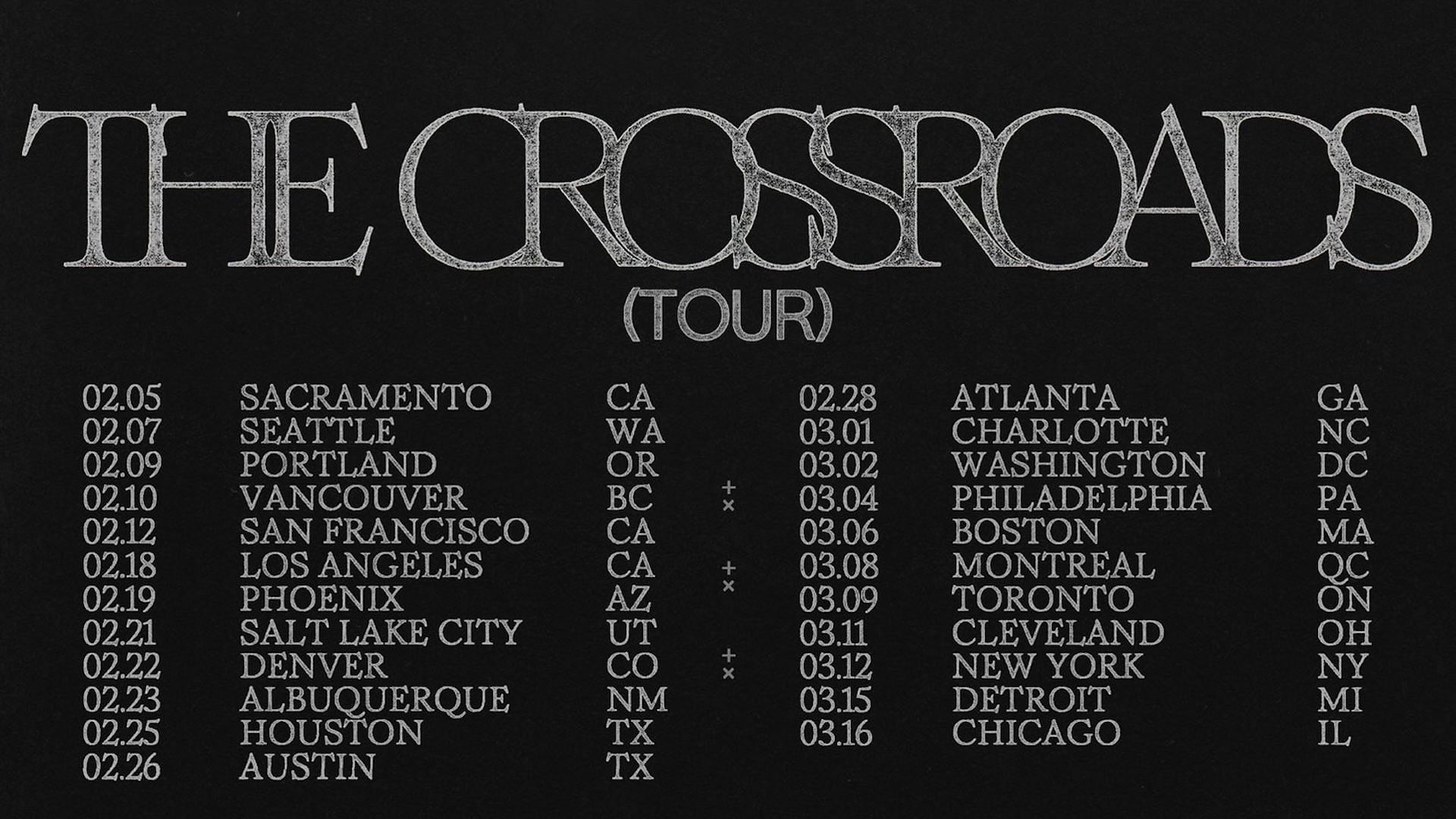 Screenshot of the official poster for Cordae&#039;s upcoming &#039;The Crossroads&#039; North American hip-hop tour starting in 2025 (Image via X/@cordae)