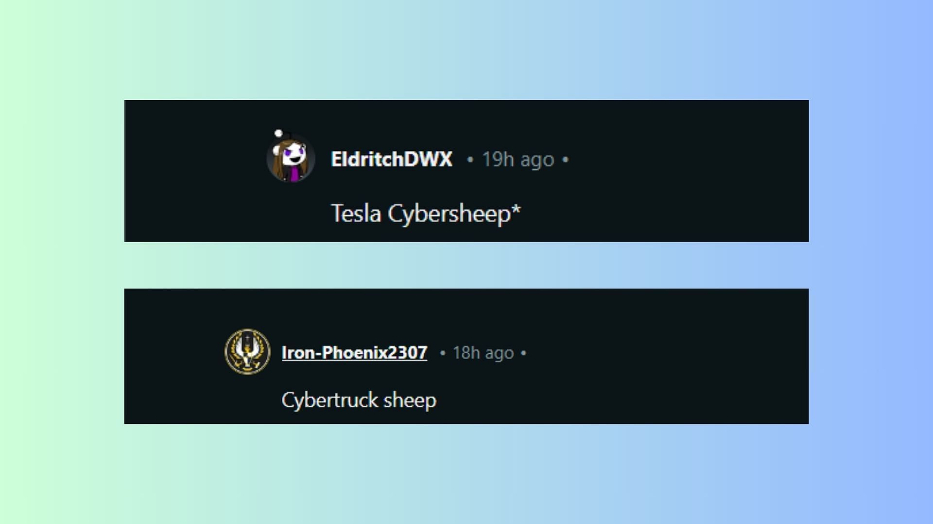 Some Redditors compared the sheep to the Tesla Cybertruck. (Image via Mojang Studios || Reddit/MartineZ_MW)