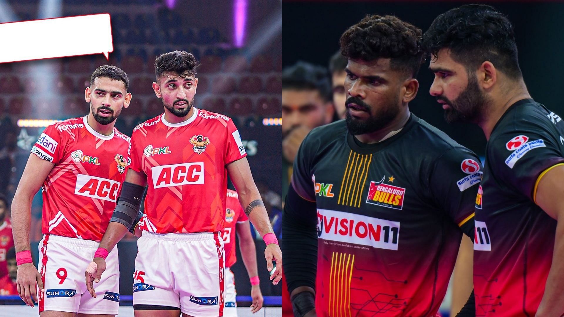 PKL 11 में फ्लॉप हो रहे हैं सितारे (Photo Credit- @GujaratGiants/@BengaluruBulls)