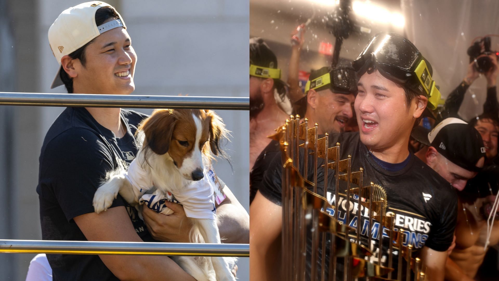 Shohei Ohtani was sure to include his dog Decoy in World Series celebrations