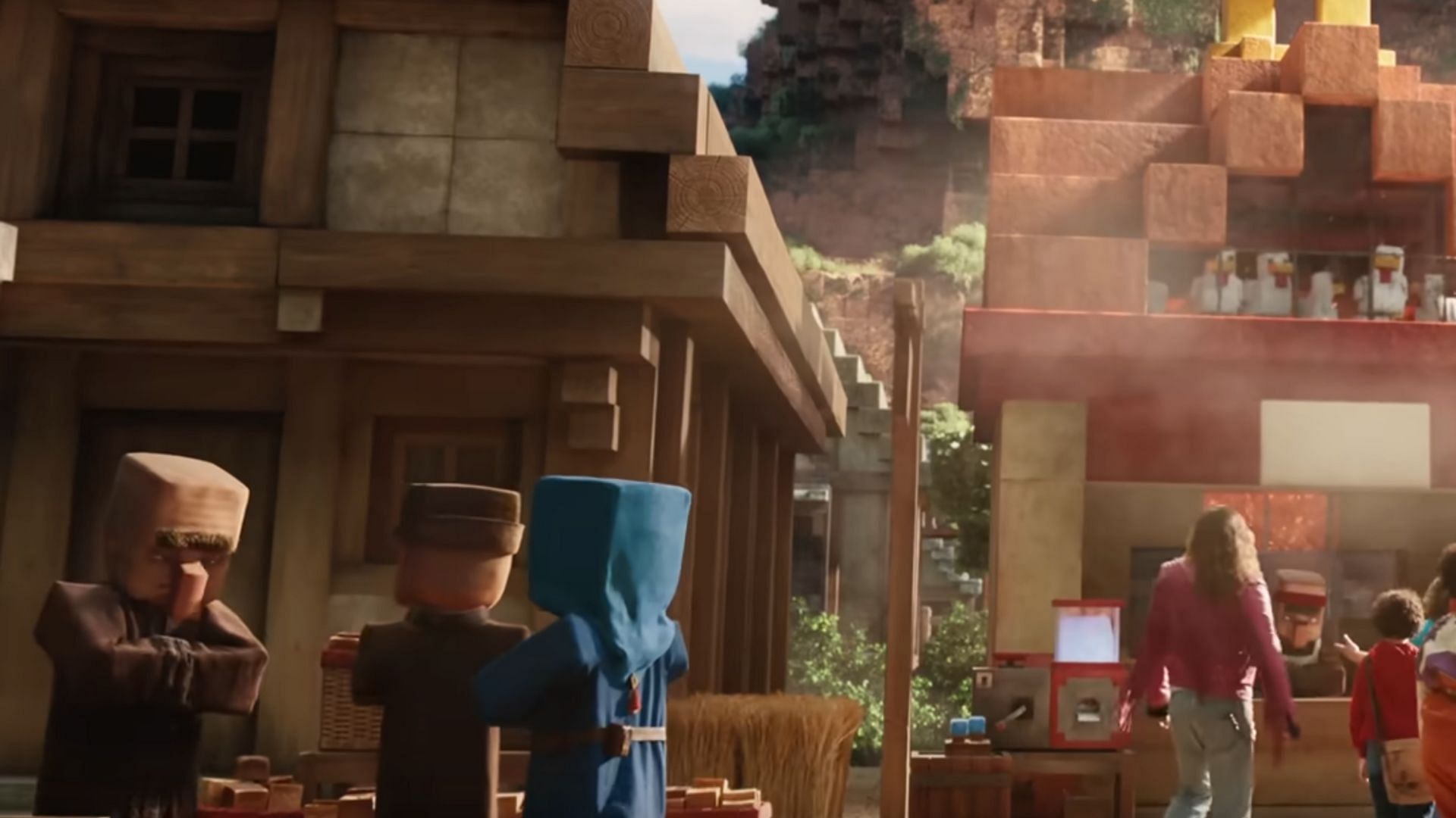 The wandering trader can be seen in this scene (Image via Warner Brothers)