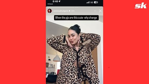 Vanessa Hudgens giving her followers of a glimpse of her new favorite pyjama design (Instagram/vanessahudgens)