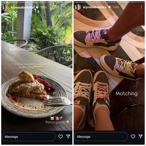 Screengrab of Aryna Sabalenka's Instagram stories