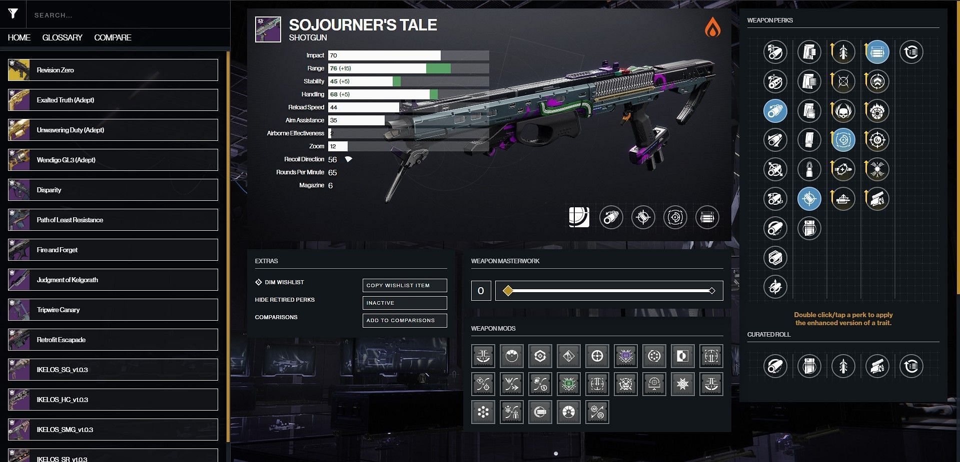 Sojourner's Tale PvP god roll (Image via Bungie/D2Gunsmith)