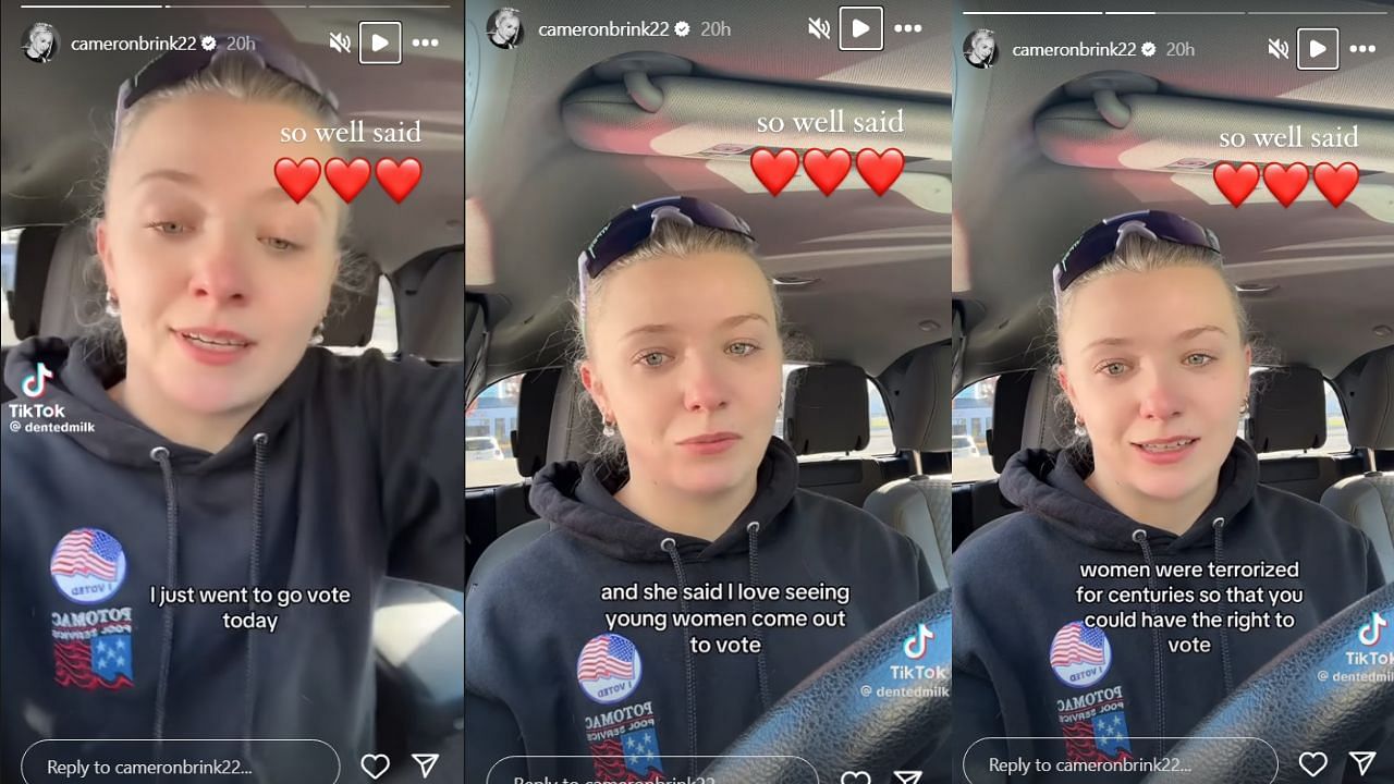 Cameron Brink shares emotional message about women&#039;s right to vote on her IG story. (Credits: @cameronbrink22/Instagram)