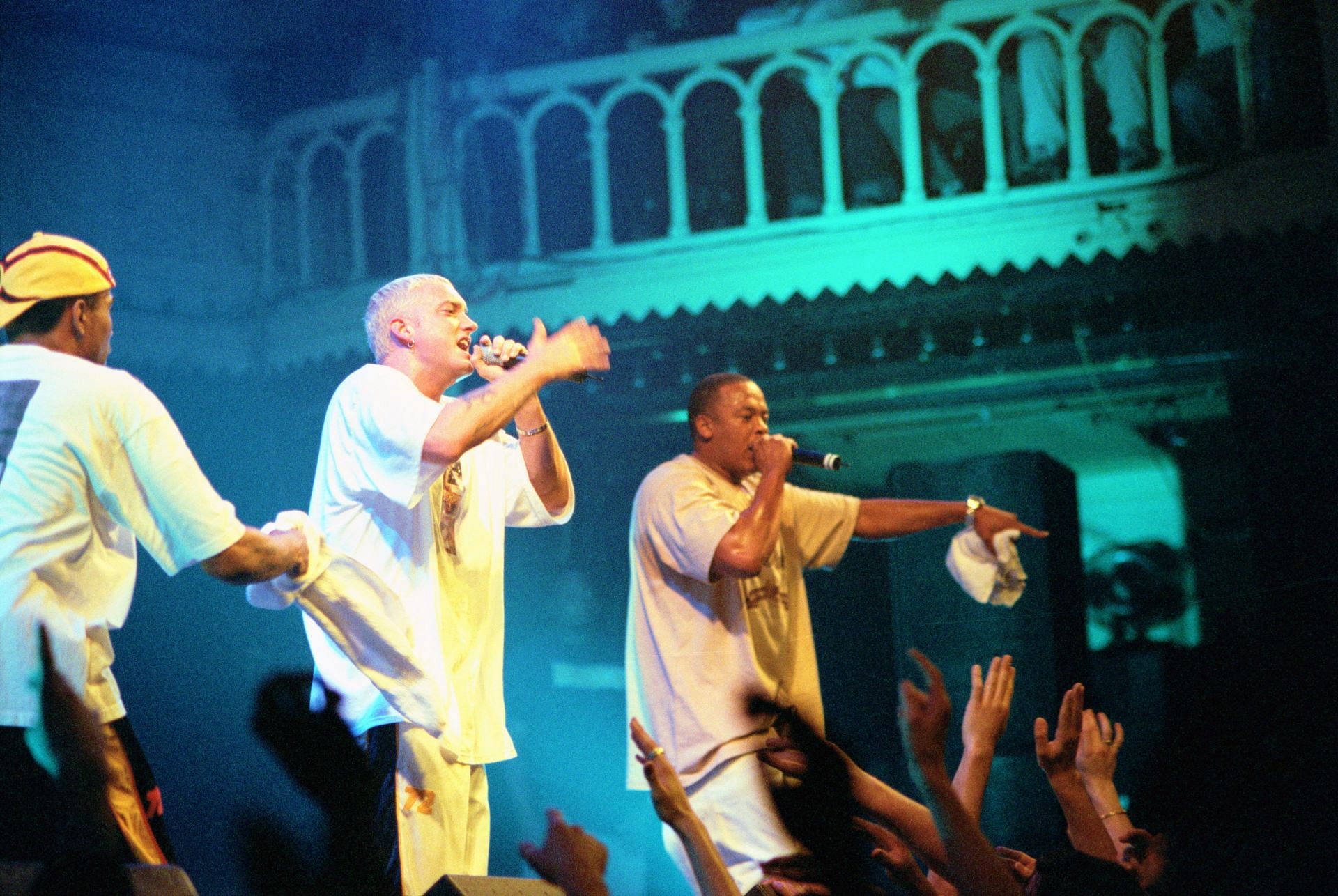 Eminem And Dr Dre at the Paradiso on April 30th 2000 in Amsterdam, Netherlands (Image via Getty)