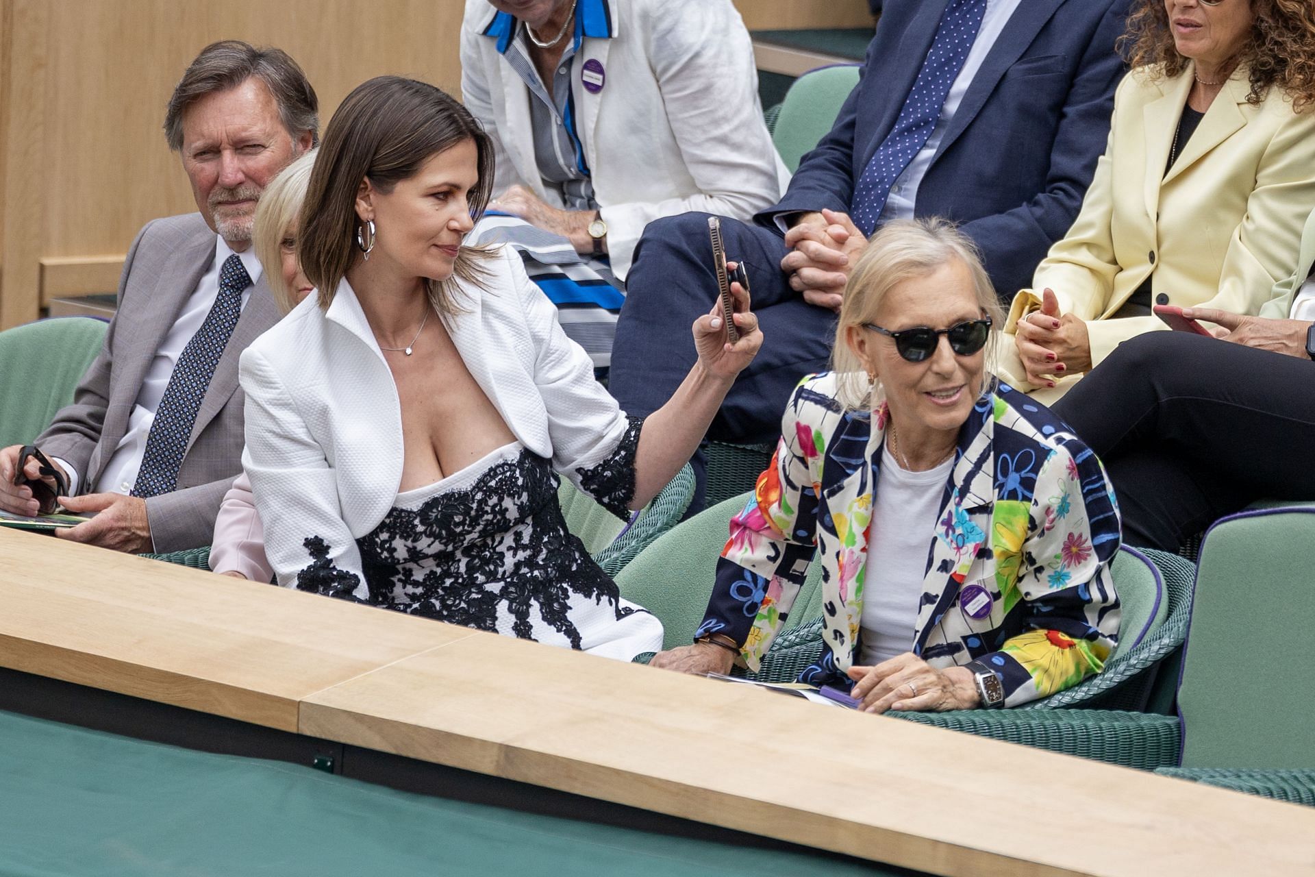 Martina Navratilova and her wife Julia Lemigova at the 2023 Wimbledon Championships (Source: Getty)