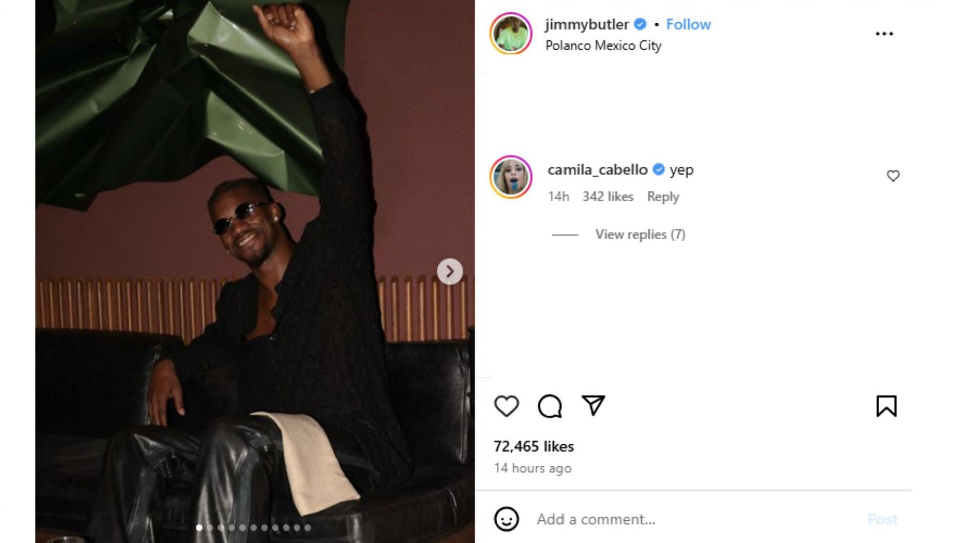 Camila Cabello comments on Jimmy Butler&rsquo;s IG post