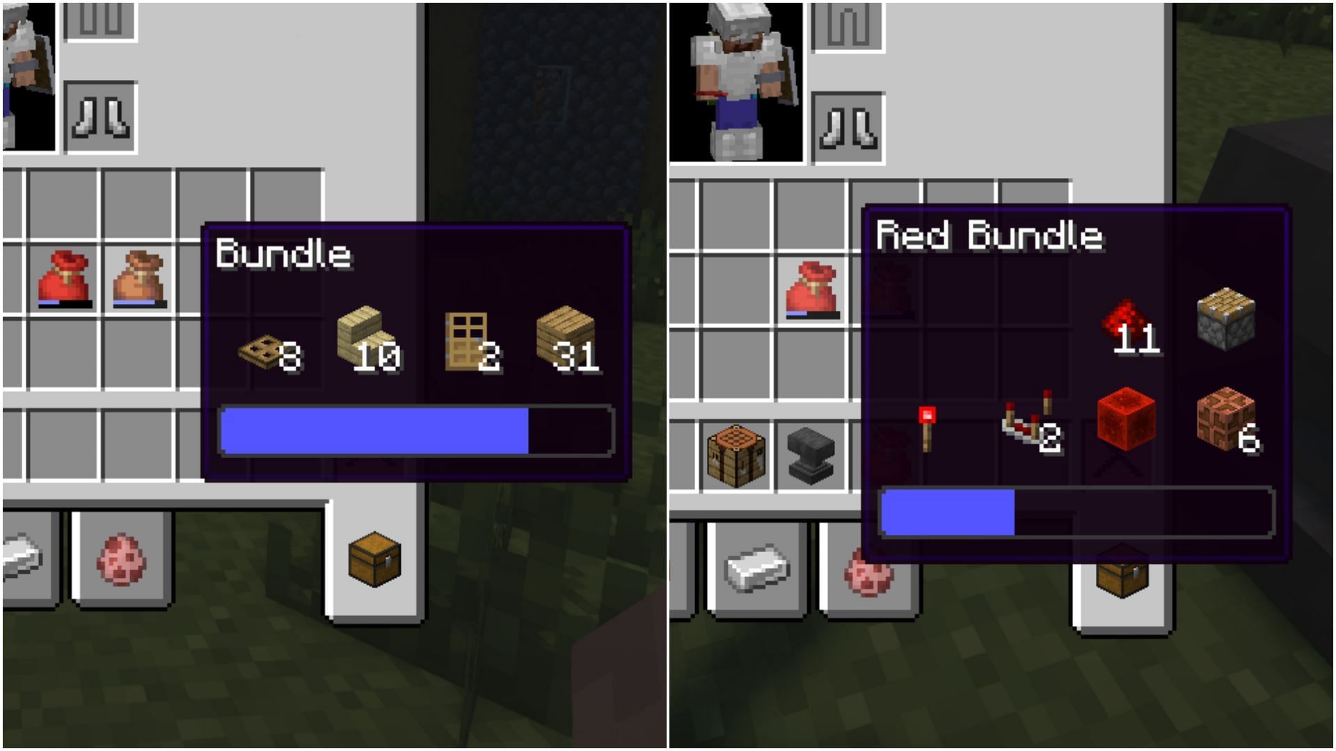 Keep different types of items in different bundles (Image via Mojang Studios)