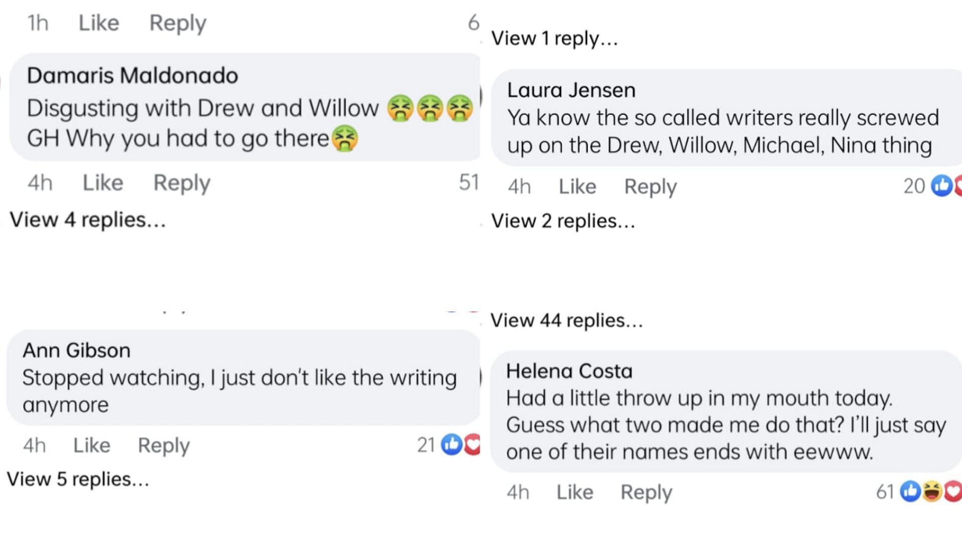 Screenshots of the comments (Image via Facebook / General Hospital)