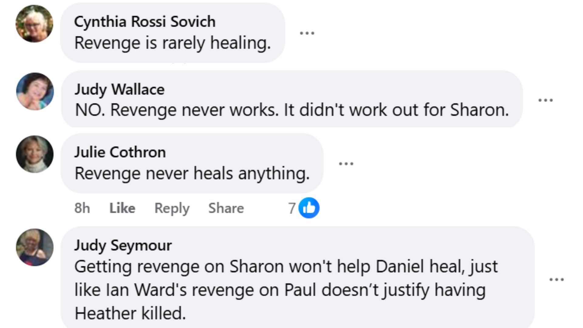 More fans speaking against Daniel&#039;s revenge (Image via Facebook/Soaps Spoilers/DRoy Perrin)