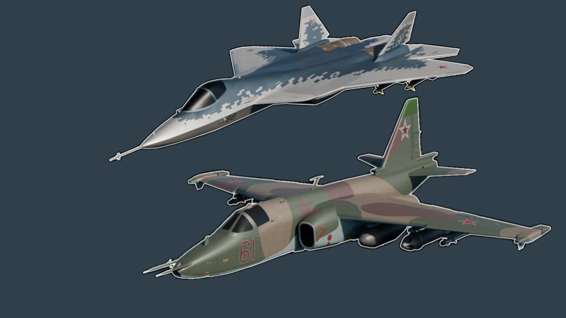 Su-57 Felon and Su-25 Frogfoot planes (Image via Roblox)