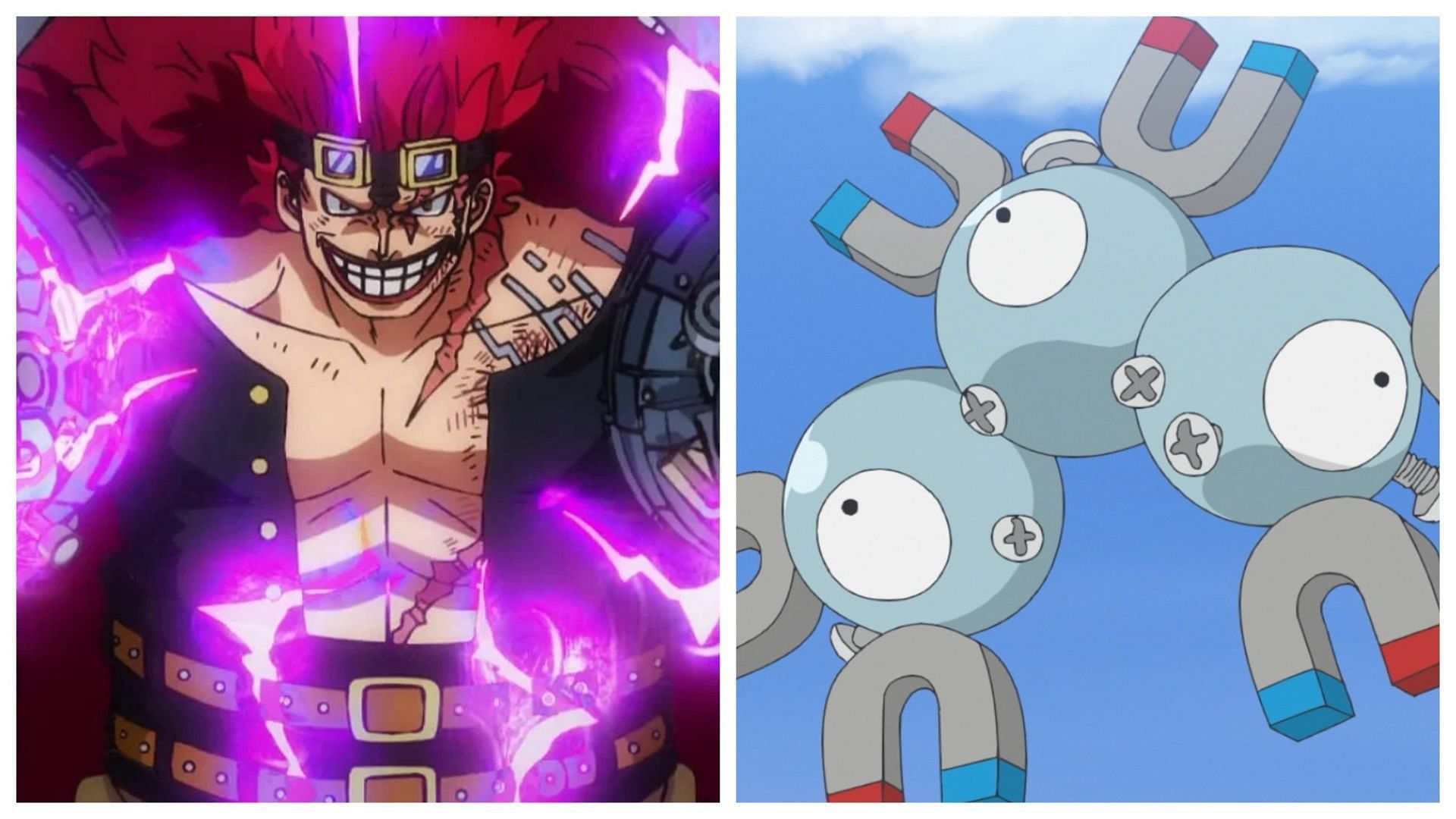 Kid in One Piece and Magneton in Pok&eacute;mon (Image via Toei Animation/The Pok&eacute;mon Company)