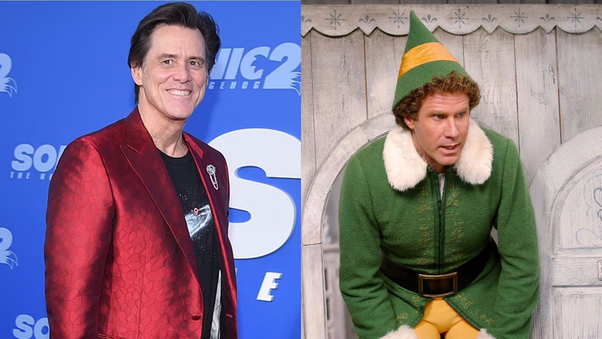 Jim Carrey declined the role as Elf in the movie Elf. (Images via Alamy/Getty/Warner Bros. Entertainment)