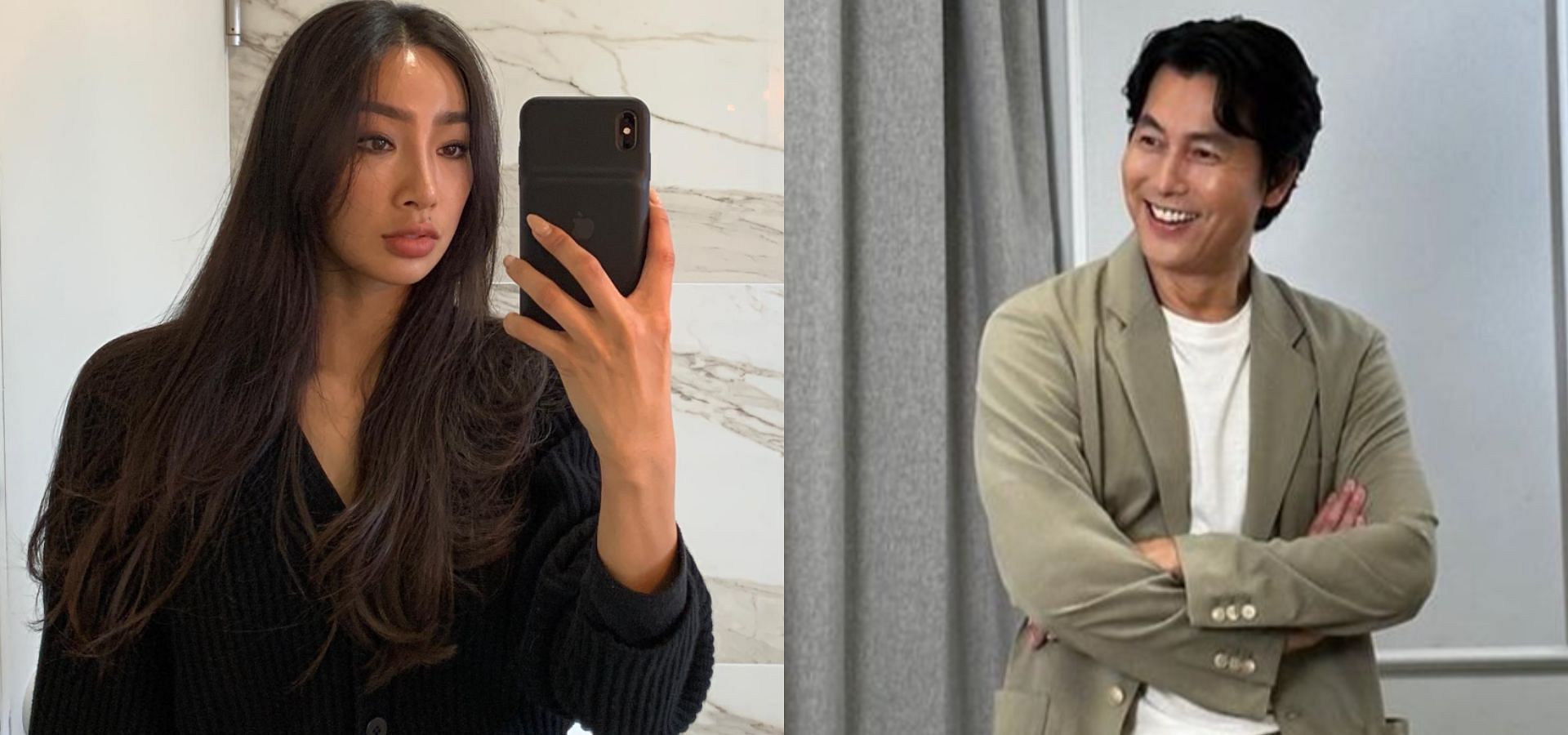 Jung Woo-sung alleged to be in long-term relationship with a non-celebrity amid fatherhood revelation controversy. (Images via Instagram/@tojws and @iamchocobi)