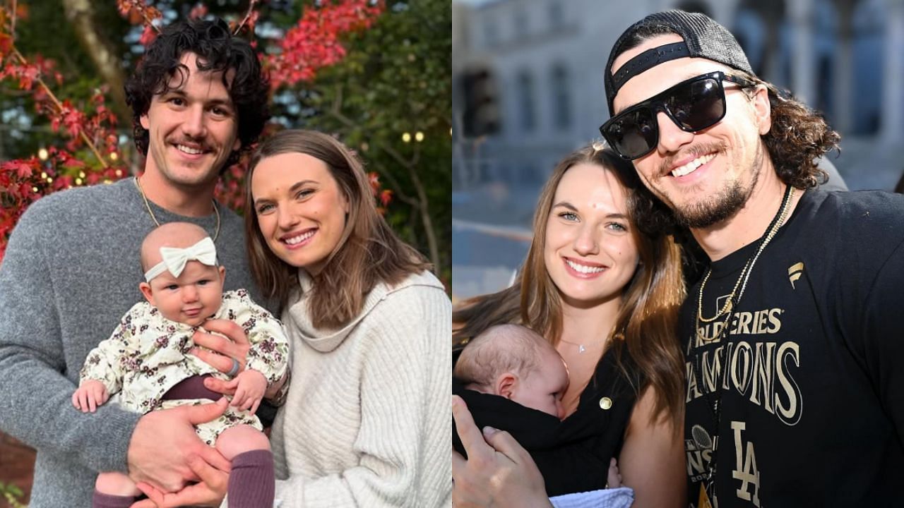 James Outman with his wife and daughter (Images from - Instagram.com/@jamesoutman/