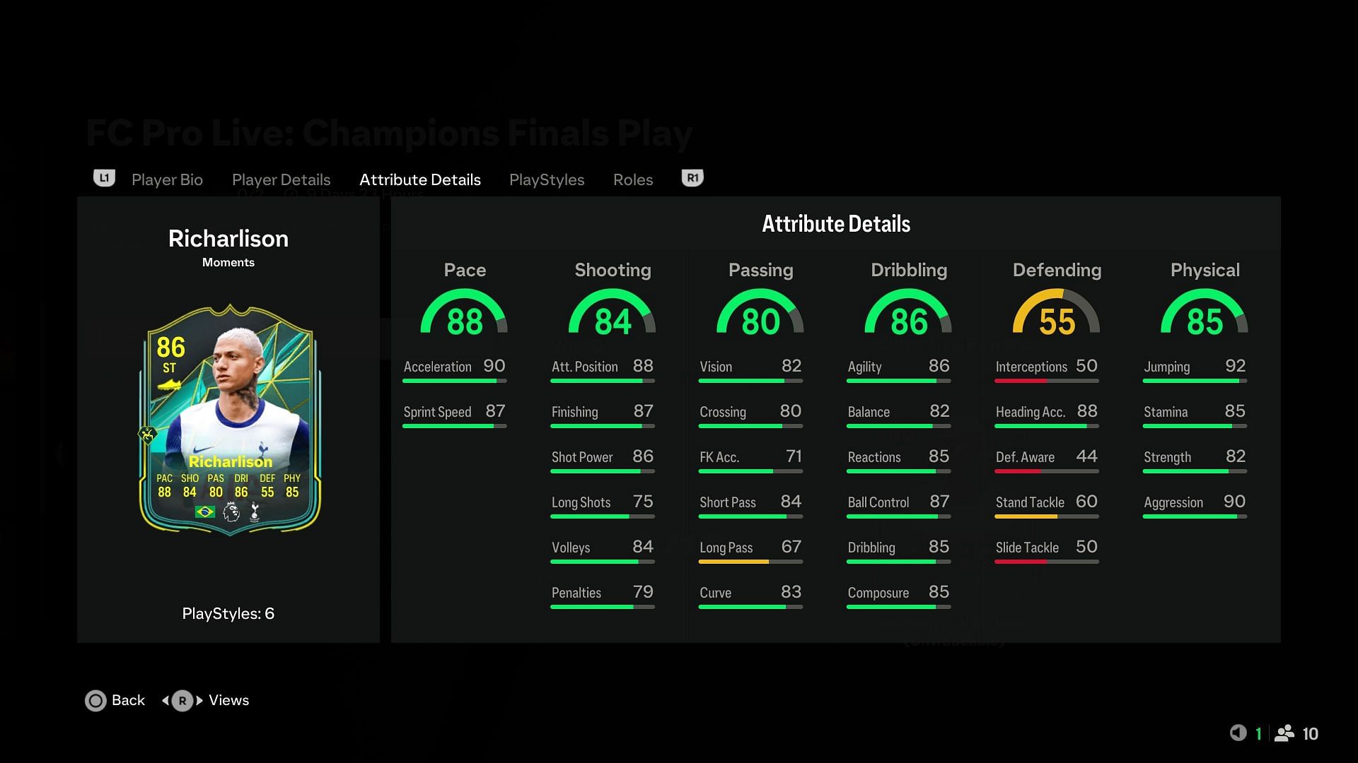 These are the stats for Richarlison (Image via EA Sports)