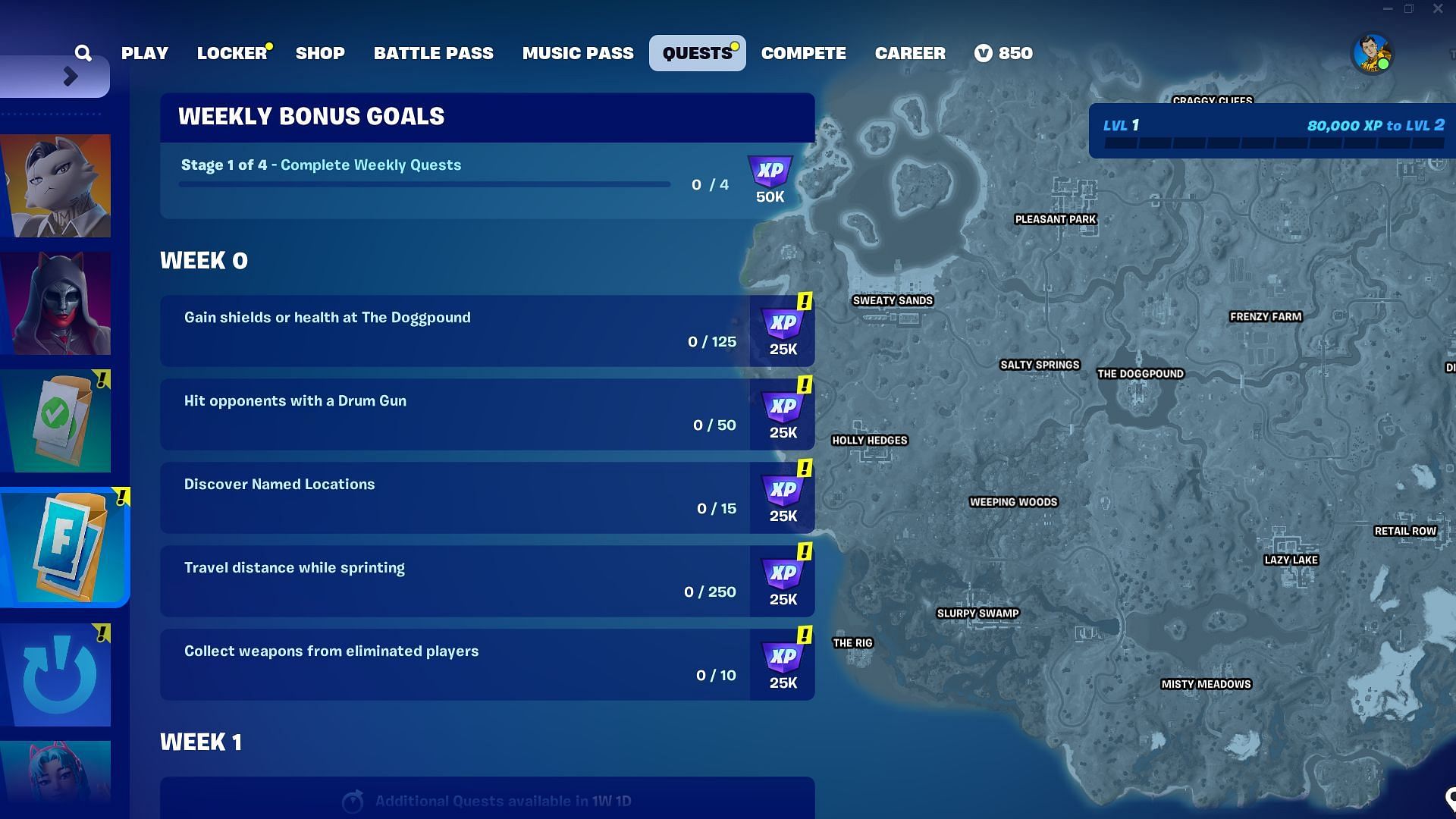 Week 1 Quests for Fortnite Chapter 2 Remix (Image via Epic Games)