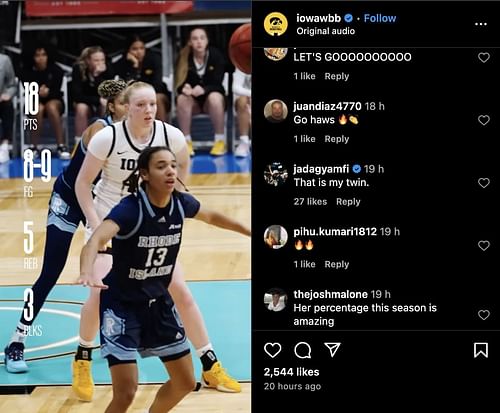 Jada Gyamfi's comment (Credits: Instagram/@iowawbb)
