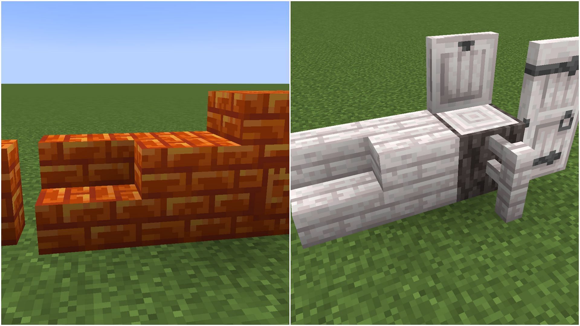 Resin bricks and pale oak wood blocks are two new sets of building blocks (Image via Mojang Studios)