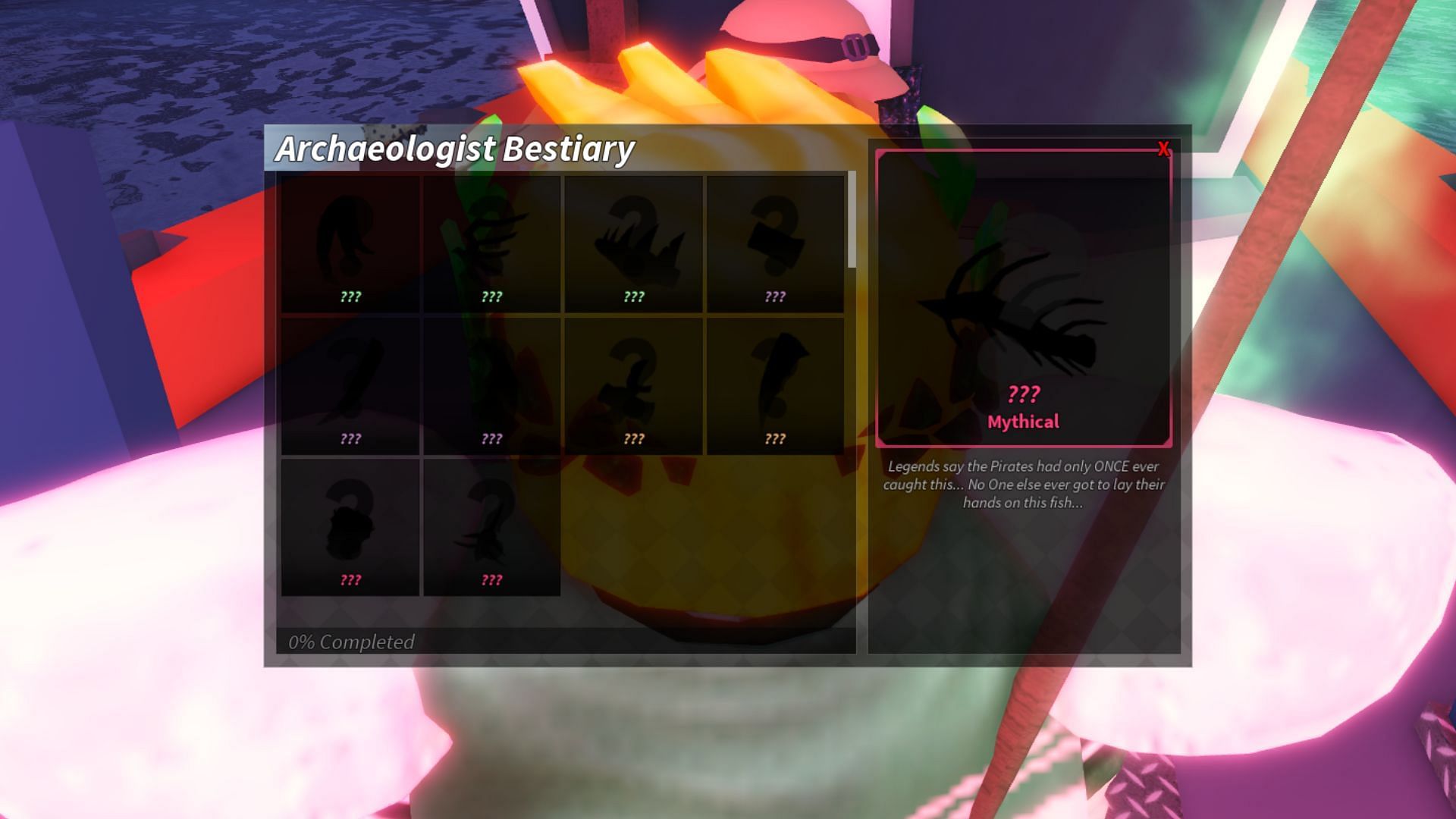 You must complete the bestiary to unlock the island (Image via Roblox)