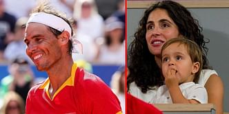 PICTURE: Rafael Nadal's wife Maria Francisca Perello & baby son cheer Spaniard on in practice ahead of final tournament of career at Davis Cup Finals