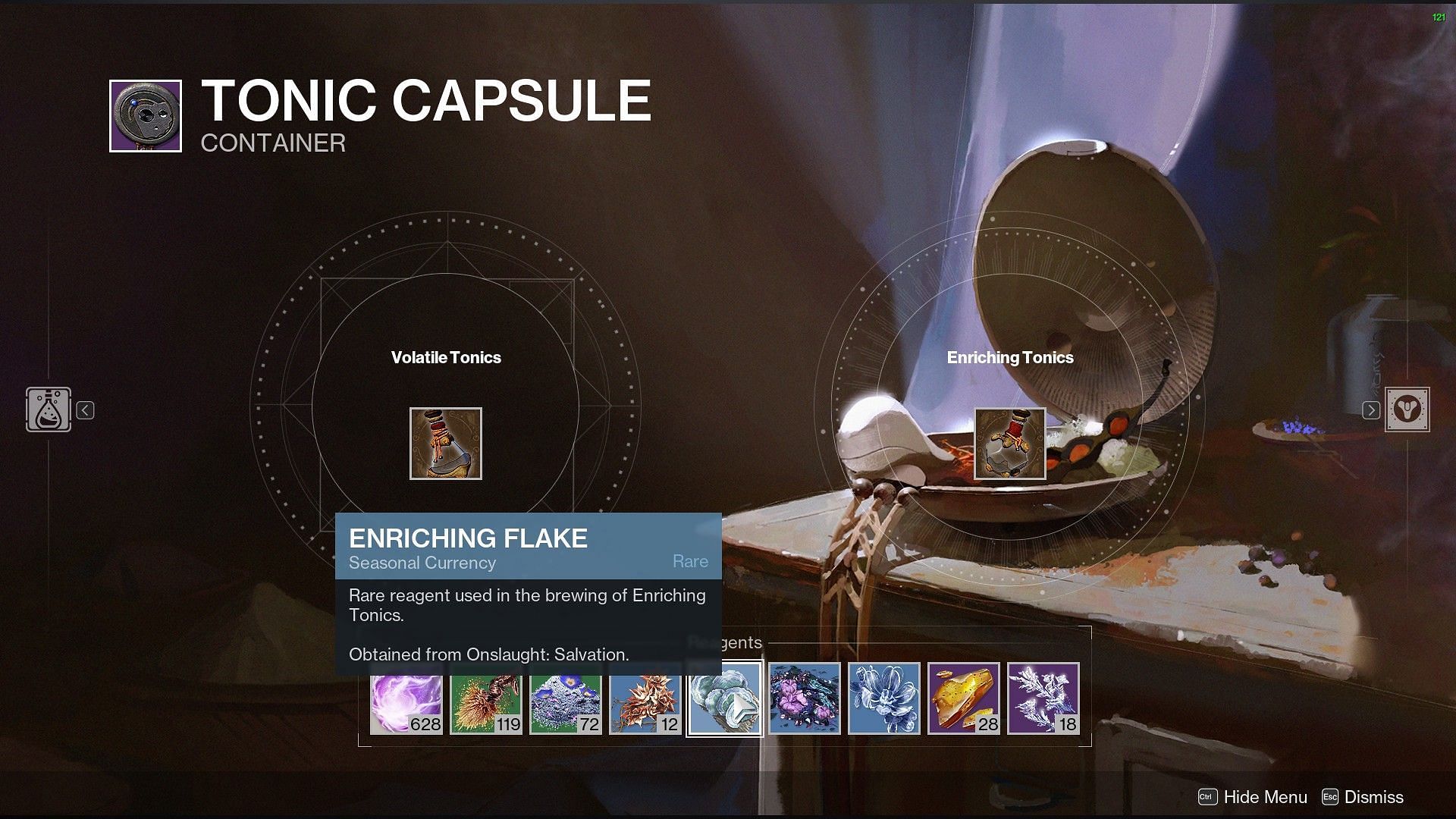 Reagents in Tonic Capsule of Destiny 2 (Image via Bungie)